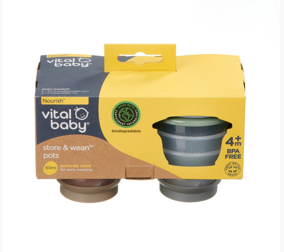 Vital Baby - Nourish Store & Wean Pots(6Pk)|4 Months+
